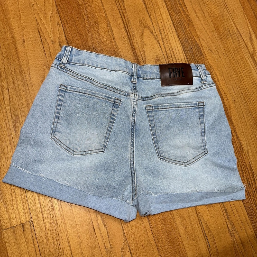 Frye Denim‎ Cut Off Shorts 6/28 Blue Light Wash Stretch High Rise Casual Summer - Picture 2 of 11